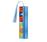 Flip-Flops On A Sandy Beach Print 5pcs Wooden Bookmarks with Tassels, Reading Page Markers Book Marks, Gifts for Men Women