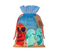 Flip-Flops On A Sandy Beach Print Drawstring Bags Burlap Gifts Bag With Drawstring Gift Bags For Wedding/Party/Festival/Storage