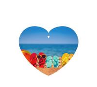 Flip-Flops On A Sandy Beach Printing 10 Pieces Air Freshener Car Hanging Cards Air Freshener Sheets With Rope For Cars Home