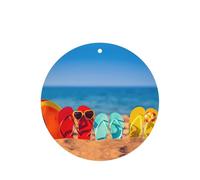 Flip-Flops On A Sandy Beach Printing 10 Pieces Air Freshener Car Hanging Cards Air Freshener Sheets With Rope For Cars Home