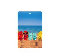 Flip-Flops On A Sandy Beach Printing 10 Pieces Air Freshener Car Hanging Cards Air Freshener Sheets With Rope For Cars Home