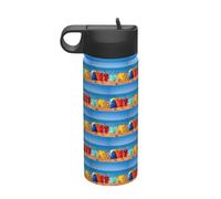 Flip-Flops On A Sandy Beach Printing Camping Hiking Hydration Canteens Leak Proof Vacuum Insulated Stainless Steel 18oz