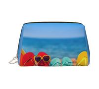 Flip-Flops On A Sandy Beach Toiletry Pouch, Travel-Friendly Makeup Organizer for Makeup Brushes, Lipsticks