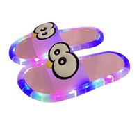 Flip flops, open, multicoloured, unisex LED slides with penguin, luminous summer sandals for adults, non-slip and comfortable for men and women, size 36-44, pink, 6 UK