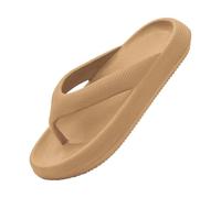 Flip Flops Pillow Slippers for Women Men Soft Slides Sandals Cushion Beach Flip Flops Non Slip Gym Beach House Sandals Womens Down Slippers Size 11 (Khaki, 5)