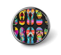 Flip Flops Round Badge Brooch Lightweight Lapel Tie Pins Unique Gifts Metal Brooch Badge For Hat Shirt Clothing Bags Decoration