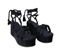 Flip Flops Sandals for Women Ladies Clearance Fashion Platform Wedge Heel Thong Sandals with Lace Up Ankle Strap Open Toe Strappy Sandal for Beach/Indoor Outdoor Summer Shoes 5.5 A0_Black