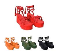 Flip Flops Sandals for Women Ladies Clearance Fashion Platform Wedge Heel Thong Sandals with Lace Up Ankle Strap Open Toe Strappy Sandal for Beach/Indoor Outdoor Summer Shoes 7 A0_Red