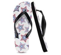 Flip Flops Slippers Unisex Men Slides Sandals Black, Red Blue Star Fireworks Beach Pool Slides Toe Post Flip Flops for Women Birthday Gifts for Men New Home Gifts, Size M