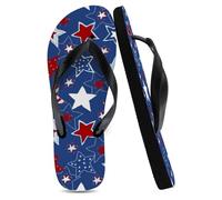 Flip Flops Unisex Flip Flops for Men Black, Red Blue Stripes Stars Shower Shoes Mens Soft Sole Slides Wedding Gifts Girls Gifts, Size M