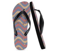 Flip Flops Unisex Flip Flops Womens Black, Wavy Stripes Layered Summer Ladies Summer Lightweight Flop Teenage Girls Gifts Valentines Day Gifts, Size L