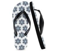 Flip Flops Unisex Men Sliders Black, Repeating Floral Star Decor Beach Slippers Women Lightweight Summer Sandals Auntie Gifts Dad Birthday Gifts, Size M