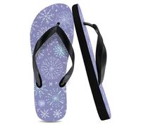 Flip Flops Unisex Women's Flip Flops Black, Snowflakes Small Star Accents Bathroom Shower Sandals Ladies Summer Lightweight Flop Mum Gifts Gifts For Dad, Size XS