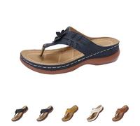 Flip Flops with Platform Sole Orthopaedic Mules Women with Footbed Slippers Breathable Garden Shoes Mother's Day Slippers Washable Slippers Vintage Beach Sandals, blue, 10 UK