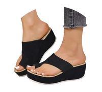 Flip Flops Women Shoes Summer Woman Flip Flops Women Beach Sandal Platform Sandals Single Strap Thick Sole Soft Material Vintage Style Quick Dry Wedge Heel Lightweight No Rubbing Classic, Black/White