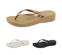 Flip Flops Women's Elegant with Heel - Platform Toe Separator Sandals Trendy Elegant Summer Shoes Platform Sandals with Non-Slip Rubber Soles Beach Shoes for Holidays by the Sea, gold, 6 UK