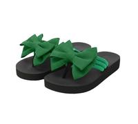 Flip Flops Women's Non-Slip Thick Slippers Comfortable Beach Shoes Lightweight Shower Shoes Elegant Slide Sandals with Bow Bottom, Perfect for Wearing on the Beach, Women's Shoes, Green, 8 UK