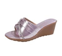 Flip Flops Women's Open Toe Thick Bottom Sandals Casual Comfortable Slope Heel Slippers Comfy Flip Flops Ladies (Purple, 4)