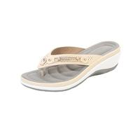 Flip Flops Women's Orthopaedic Toe Separator Summer Sandals with Footbed Elegant Summer Shoes Comfortable Sandals Platform Slippers Non-Slip Swimming Sandals Wedge Heel Slippers, beige, 2/2.5 UK