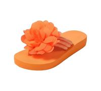 Flip Flops Women's Platform Toe Separator with Flowers Boho Style Beach Sandals Lightweight EVA Beach Sandals Waterproof Non-Slip Summer Holiday Sandals for Pool Bathroom Leisure Everyday, O Orange, 7