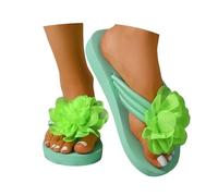 Flip Flops Women's Platform Toe Separator with Flowers Boho Style Beach Sandals Waterproof Non-Slip Summer Holiday Sandals Lightweight EVA Beach Sandals for Pool Bathroom Leisure Everyday, O Green, 7
