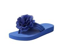 Flip Flops Women's Platform Toe Separator with Flowers Boho Style Beach Sandals Waterproof Non-Slip Summer Holiday Sandals Lightweight EVA Beach Sandals for Pool Bathroom Leisure Everyday, O Blue, 9