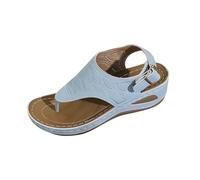 Flip Flops Women's Platform Wedge Sandals Non-Slip Toe Separator Summer Sandals Women with Wedge Heel Trekking Sandals Comfortable Beach Sandals Leisure Sandals with Adjustable Buckle Strap, sky blue