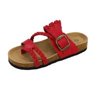 Flip Flops Women's Sandals Cork Footbed Mules Slides | Soft footbed braided strap toe loop adjustable metal buckle bohemian summer style beach holiday summer shoes