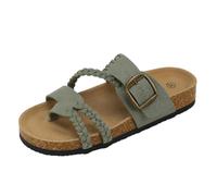 Flip Flops Women's Sandals Cork Footbed Mules Slides | Soft footbed braided strap toe loop adjustable metal buckle bohemian summer style beach holiday summer shoes