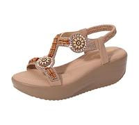 Flip Flops Womens Size 5 Fit Flops Women Sandals Fashion New Summer Round Toe Open Toe Comfortable Thick Sole Elastic Bland Wedge Sandals White Flip Flops Womens (Pink, 7)
