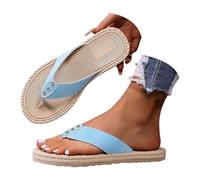 Flip Flops Women's Summer Flat Mules Women's Toe Separator Slippers Comfortable Leisure Summer Shoes Flat Shoes Stylish and Elegant Toe Sandals Outdoor Sandals Summer Slippers Women's Slippers, sky
