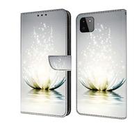 Flip Folio Glitter Wallet Case for Samsung Galaxy A22 5G Sparkle Case PU Leather Wallet Handset Shell Cellphone Skin Pouch, Magnetic Closure, Card Slots Protective Pocketr,Glowing Lotus