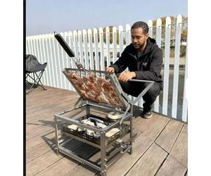 FLIP GRILL CHARCOAL BBQ GRILL GARDEN BARBECUE OUT DOOR STAINLESS STEEL