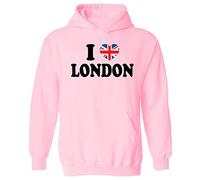 Flip I Love London Union Jack Heart Unisex Pullover Hoodie Light Pink (W-XS)
