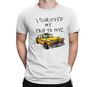Flip I Survived My Trip to NYC Yellow Taxi Youth Kids Childrens T-Shirt White 5-6 Years (S)