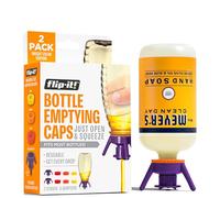 Flip-It! 2-Pack Premium Bottle Emptying Kit - No More Wasted Product - Fits Most Plastic Bottles - Get Out Every Drop of Shampoos, Lotions, & More - 2 Base Caps, 6 Adapters - Bright Color Edition