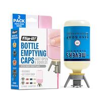 Flip-It! 2-Pack Premium Bottle Emptying Kit - No more wasted product - Fits most plastic bottles - Get out every drop of Shampoos, Lotions, & More - 2 Base Caps, 6 Adapters - Pastel Color Edition