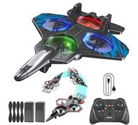 Flip Jet Pro, 2.4Ghz Stunt Rc Fighter 360° Rolling Vertical Takeoff Landing, 2 Batteries, Auto-Hover, 3 Speed Modes Colorful Led, Easy to Fly Adults(Dual-electric version)