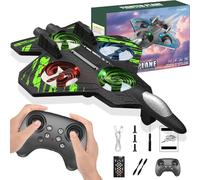 Flip Jet Pro Toy Plane,Foam Remote Control Airplane,Launcher with Automatic Flip & LED Lights,360° Flip,Gyro Stabilize Systems,Easy-Use,Outdoor Garden Park Toys for Boys & Girls Age 6-12 (Green)