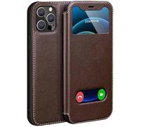 Flip Leather Phone Cover, All-Inclusive Shockproof Case for Apple iPhone 12 Pro (2020) 6.1 Inch Can Answer Calls Quickly [Kickstand] (Color : Brown)