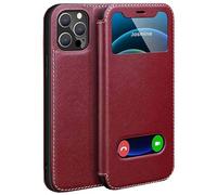Flip Leather Phone Cover, All-Inclusive Shockproof Case for Apple iPhone 12 Pro (2020) 6.1 Inch Can Answer Calls Quickly [Kickstand] (Color : Red)
