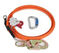 Flip Line with Rope Grab Adjuster - Orange 1/2" x 10ft Polyester, Triple Lock & Steel Swivel Snap