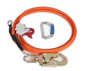 Flip Line with Rope Grab Adjuster - Orange 1/2" x 10ft Polyester, Triple Lock & Steel Swivel Snap