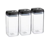 Argon Table Food Storage Containers with Airtight Flip Lock Lids - 1200ml - Black - 6 Pack - Plastic Kitchen Storage Tupperware Pantry Food Organiser for Cereal, Oats, Sugar, Coffee, Biscuits, Tea