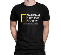 Flip Mens National Sarcasm Society Geographic Parody Funny T-Shirt Black (L)