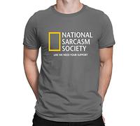 Flip Mens National Sarcasm Society Geographic Parody Funny T-Shirt Charcoal Grey (L)