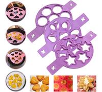 Flip N Cook Silicone Pancake Mold,Flip'N'Cook Pancake,Flip N Cook Pancake,Flip and Cook Pancake Maker,Flip'N'Cook,Silicone Pancake Molds Fried Egg Mold Reusable,Flip Cooker Pancakes Mold (Purple 3pcs)
