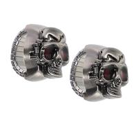 Flip-open Cover Finger Watch 2pcs Zinc Alloy Skull Black Halloween Season | Retro Cool Punk Style, Elastic Strap and Wear-resistant Finish, Display Time Accessory