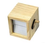 Flip Photo Box, 8cm Wooden Frame, Hand Cranked Animation Machine with LED Lights, Customizable 8/16 Photos Display for Couple Mother's Day Present(Natural Color-16 pcs)