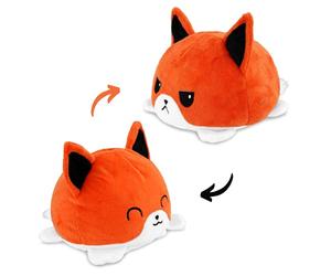 Flip Plush Toy - Soft Cuddly Toy with Changeable Mood - Double-Sided Design to Reverse - Reversible Plushie - Easy Flip with 2 Emotions in Love & Evil (Fox)